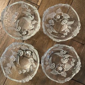 Set of 4 Floral Glass Bowls